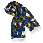 BLUE & GOLD CHAIN SILK MEN SCARF